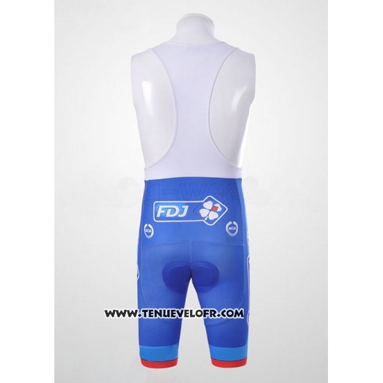 2010 Maillot Ciclismo FDJ Blanc et Azur Manches Courtes et Cuissard